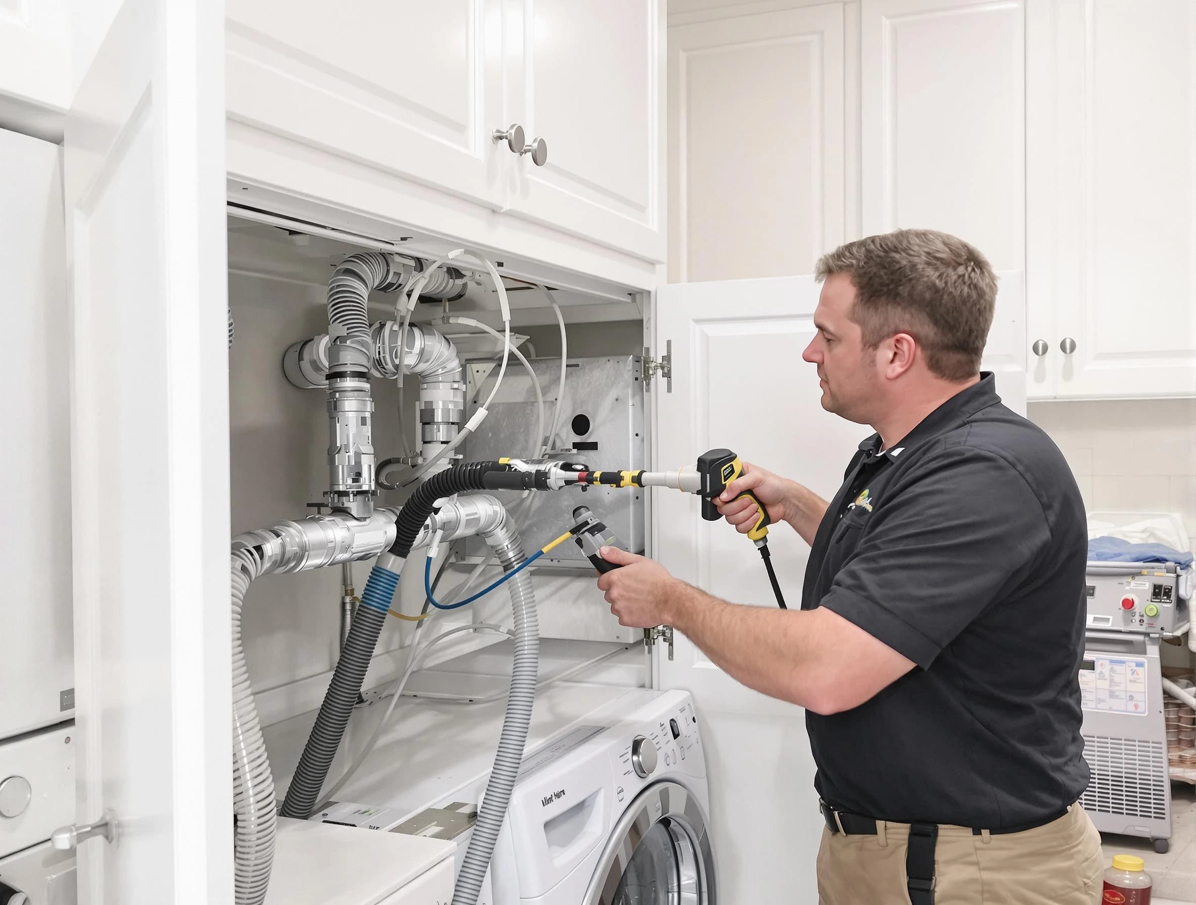 Reading Dryer Vent Cleaning professional removing severe blockage from a clogged dryer vent in Reading
