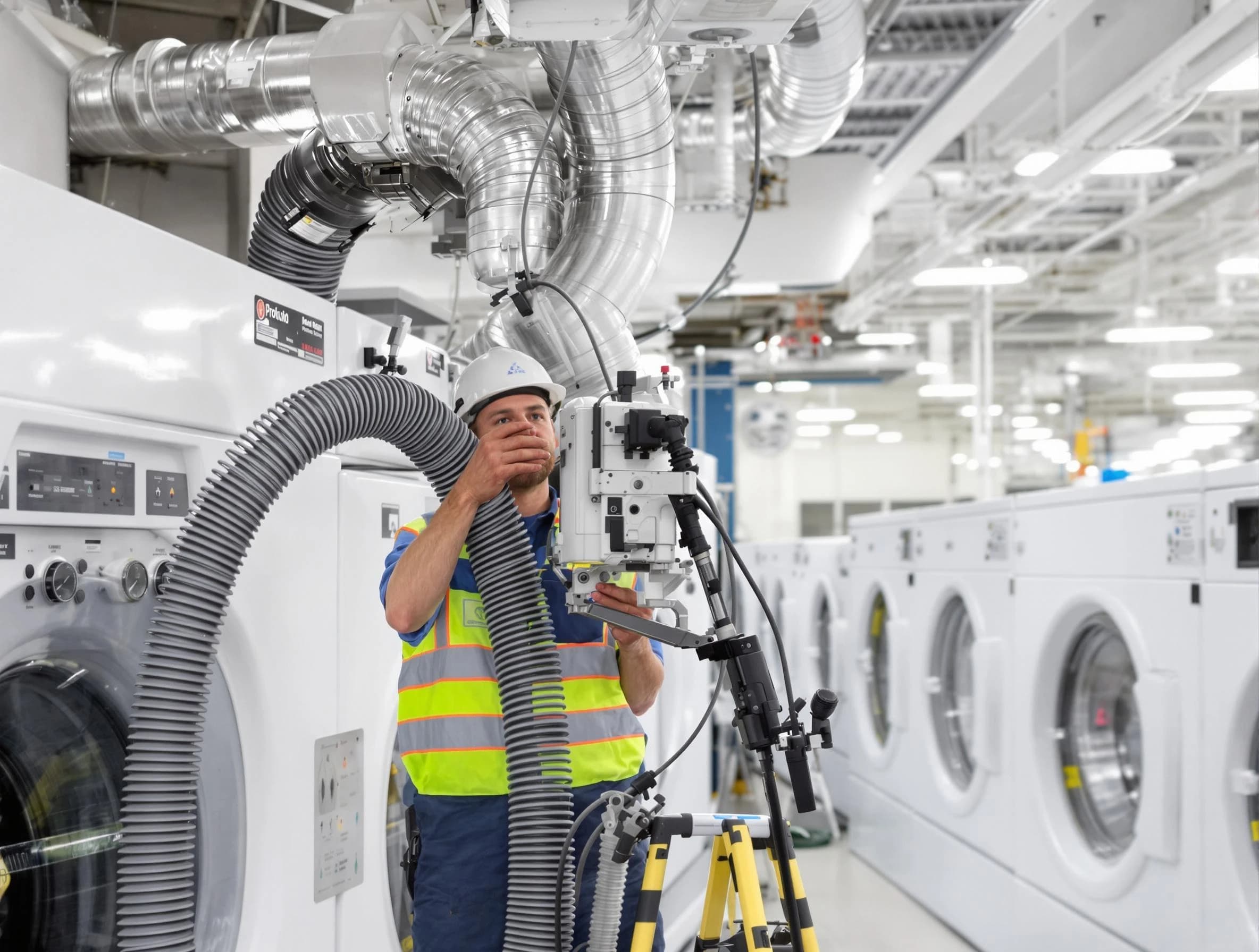 Reading Dryer Vent Cleaning team performing commercial-grade dryer vent cleaning at a business facility in Reading
