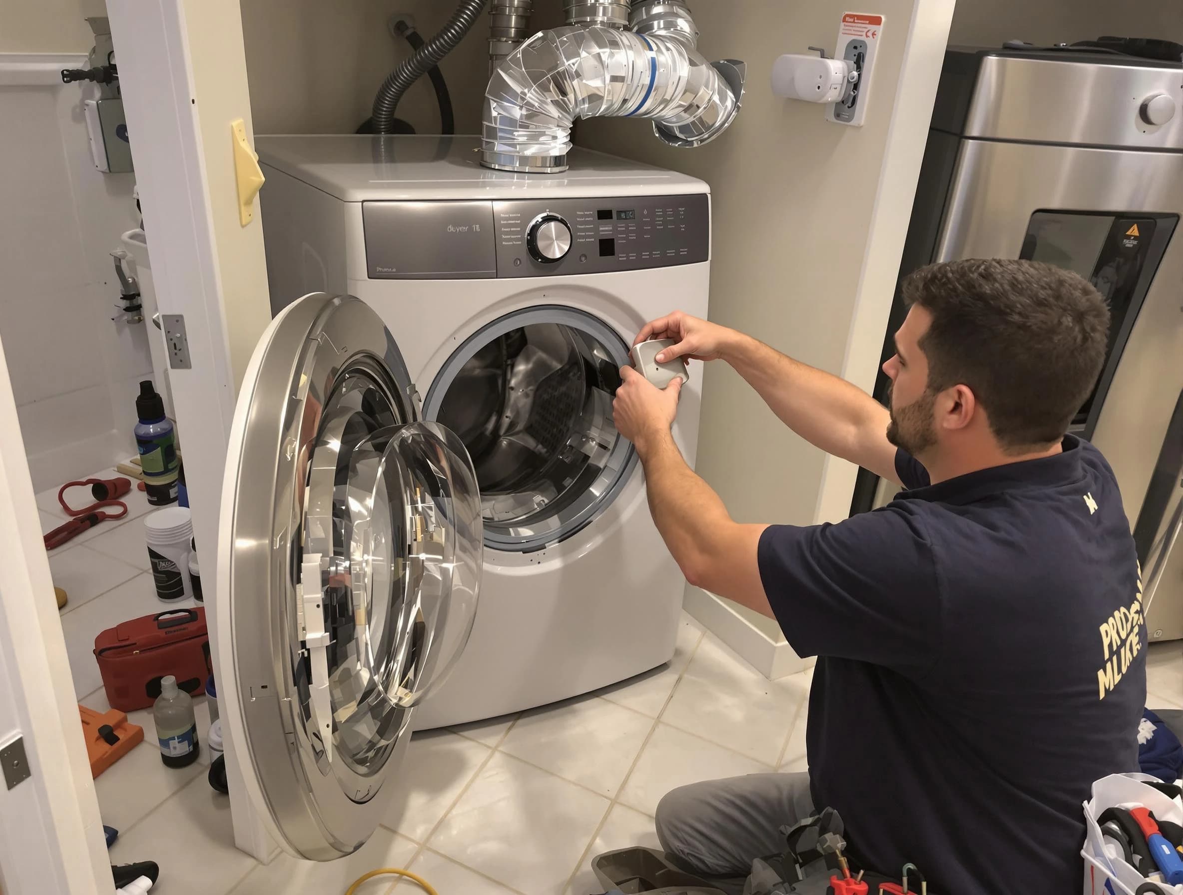 Reading Dryer Vent Cleaning technician performing precise dryer vent hose installation in Reading