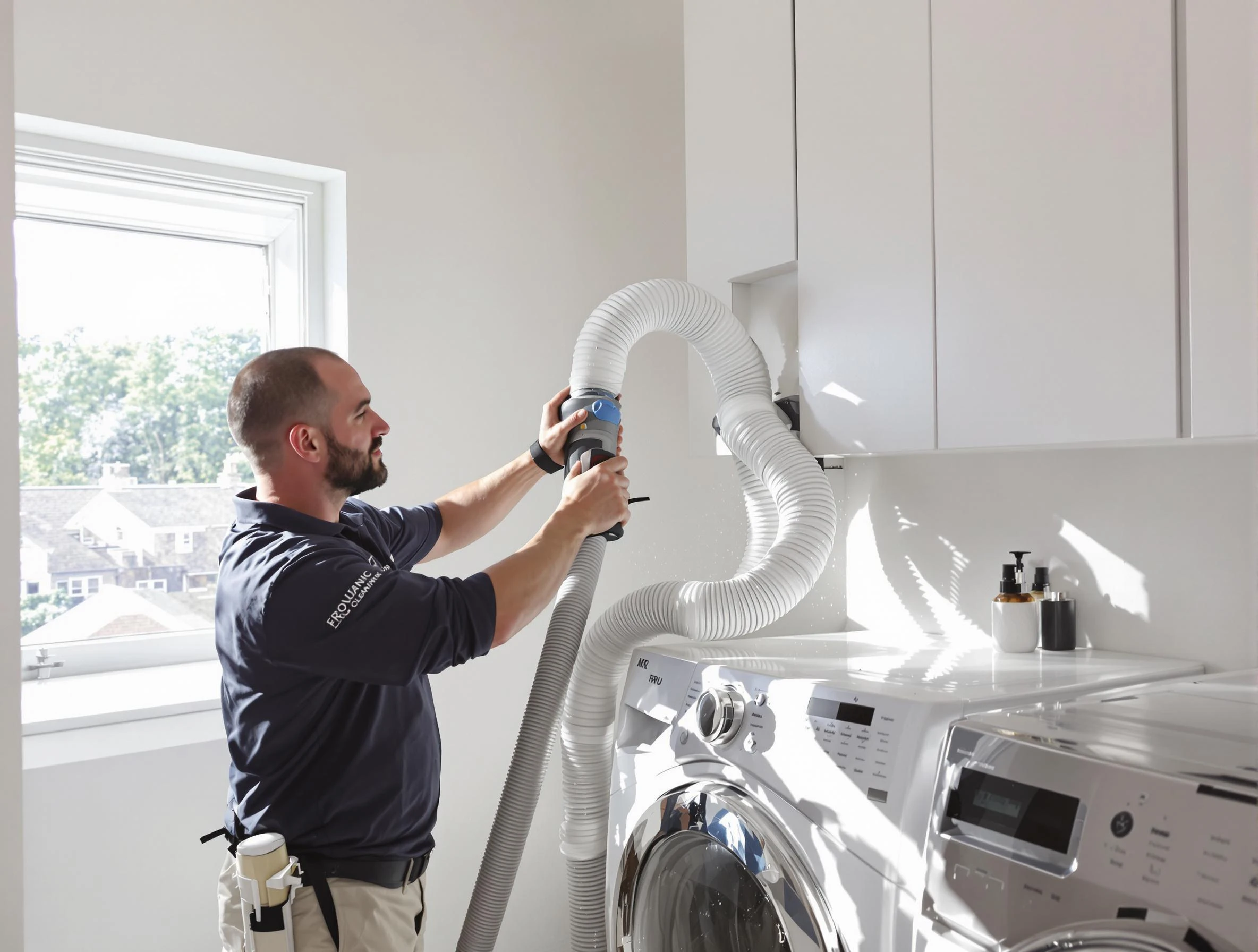 Certified Reading Dryer Vent Cleaning technician performing dryer vent cleaning in Reading