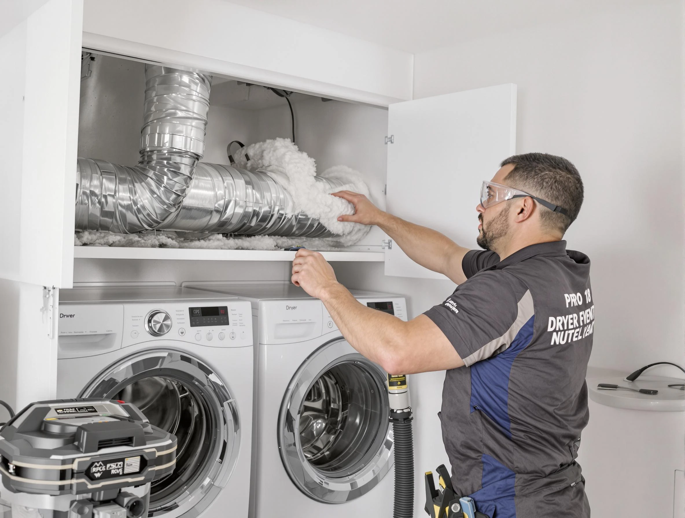 Reading Dryer Vent Cleaning certified technician performing specialized gas dryer vent cleaning in Reading